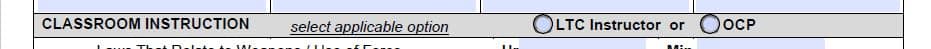 LTC-104 select Classroom Instruction type